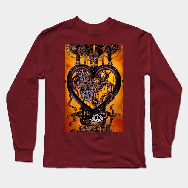 Steampunk mechanical heart Long Sleeve T-Shirt by Dendros-Studio